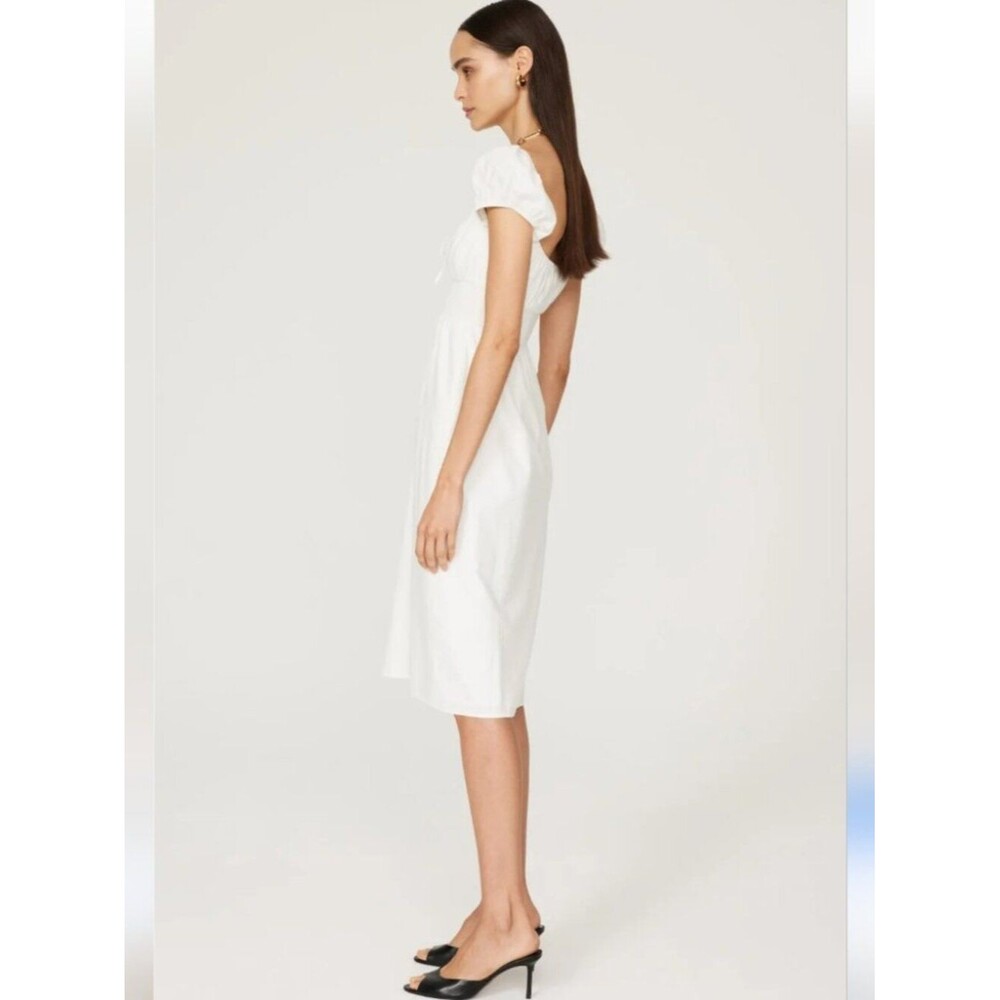 REFORMATION Dress Arna White Keyhole Tie Front Smocked Cottagecore Cotton midi 6 - Picture 11 of 11